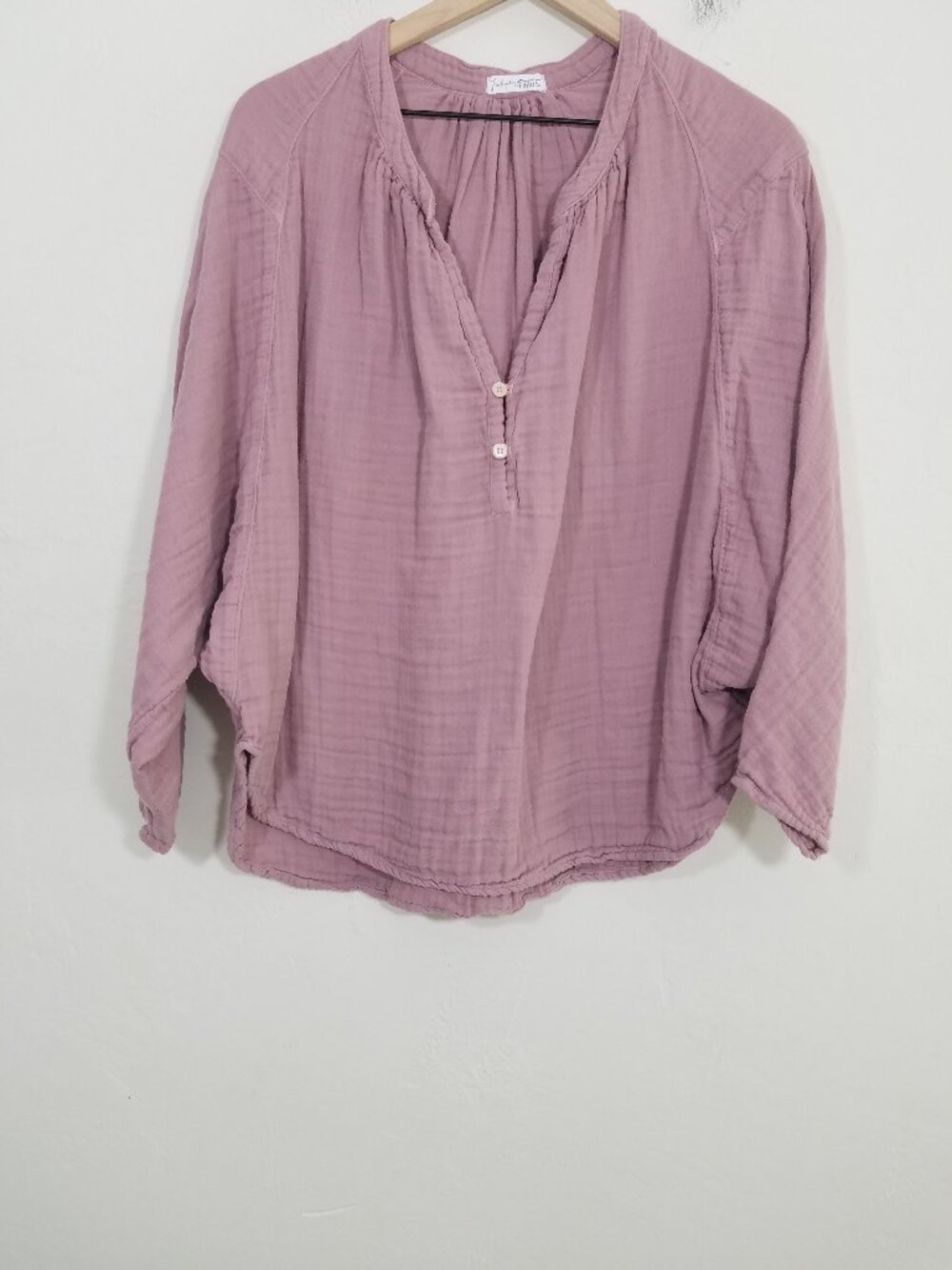 Free People CP Shades Gauze Tunic Top BLouse Long Sleeve